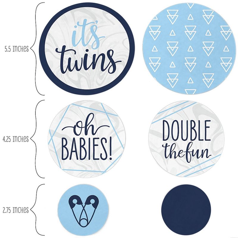 Big Dot of Happiness It's Twin Boys  - Blue Twins Baby Shower Giant Circle Confetti - Party Decorations - Large Confetti 27 Count, 2 of 8