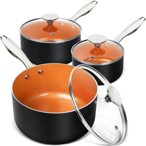 Michelangelo 3pc Nonstick Saucepan Set with Lid - 1 of 1