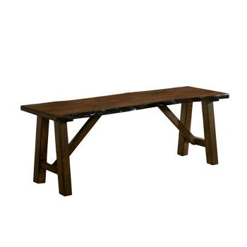 Simple Relax Wooden Dining Bench with Live Edge Design in Walnut
