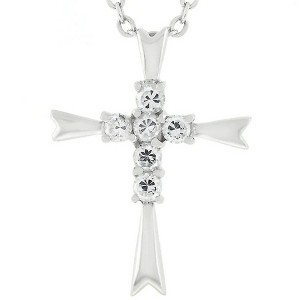 ShineHigh Coupled Cross Pendant – Rhodium-Plated .925 Sterling Silver with 6 Cubic Zirconia Stones – Elegant Faith-Inspired Necklace with Chain - 1 of 1