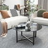 Round Glass Coffee Table, Clear Coffee Table With Round Tempered Glass Top, Metal Frame, Mid Century Side End Table - 3 of 4