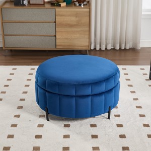 Aortzio 31.5"W Large Tufted Round Storage Ottoman - 1 of 4