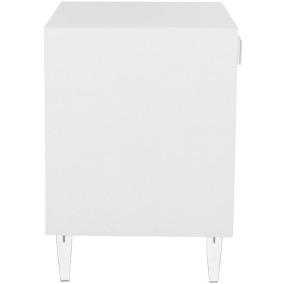 White Acrylic Mirrored Rectangular Side Table with Storage