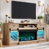 SinCiDo 75" Fireplace TV Stand, Entertainment Center w/ Fireplace, Remote Control, 7 Types of 3D Flames & Led Lights, 2 Drawers, Sliding Barn Door - 2 of 4