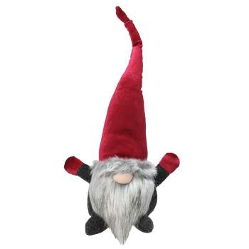 Northlight 15.75" Plush Red and Gray Velvet Santa Gnome Christmas Table Top Decoration
