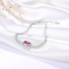 Halo Tennis Chain Bracelet for Women Adjustable Sterling Silver Pink CZ Ginger Lyne Collection - 4 of 4