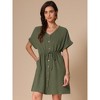 INSPIRE CHIC Women's Button Down A-Line Drawstring Waist Casual Dress - 4 of 4