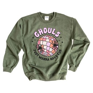 Simply Sage Market Women's Graphic Sweatshirt Ghouls Disco Ball - 1 of 2