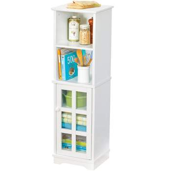 Collections Etc White Wooden Freestanding Storage Cabinet with Shelves 11.75 X 10.5 X 39.25