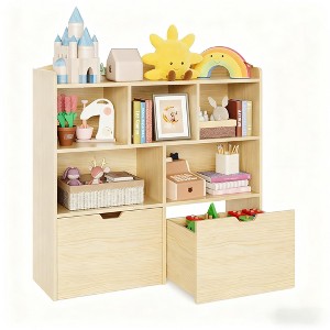 Versatile Kids Toy Storage Organizer w/ Movable Drawers - Playroom, Nursery & Kindergarten Bookcase Cabinet - 1 of 4