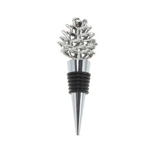 Unique Bargains Christmas Pine Cone Bottle Stopper Aluminum Alloy TPR Silver Tone Black 1 Pc - 1 of 3