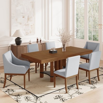Nicbex Extendable Dining Table Set for 6 Wood Kitchen Table Set with 2 Arm Chairs and 4 Armless Chairs for Living Room, Kitchen, Dining Room Restaurant