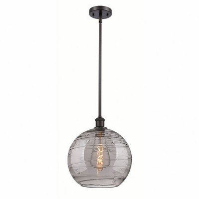 Athens Deco Swirl - 1 Light Stem Hung Mini Pendant In Industrial Style-15 Inches Tall and 12 Inches Wide