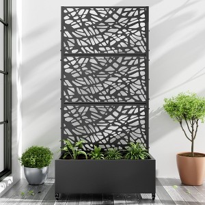 PexFix Outdoor Metal Trellis with Planter Box in Web Pattern - 1 of 4
