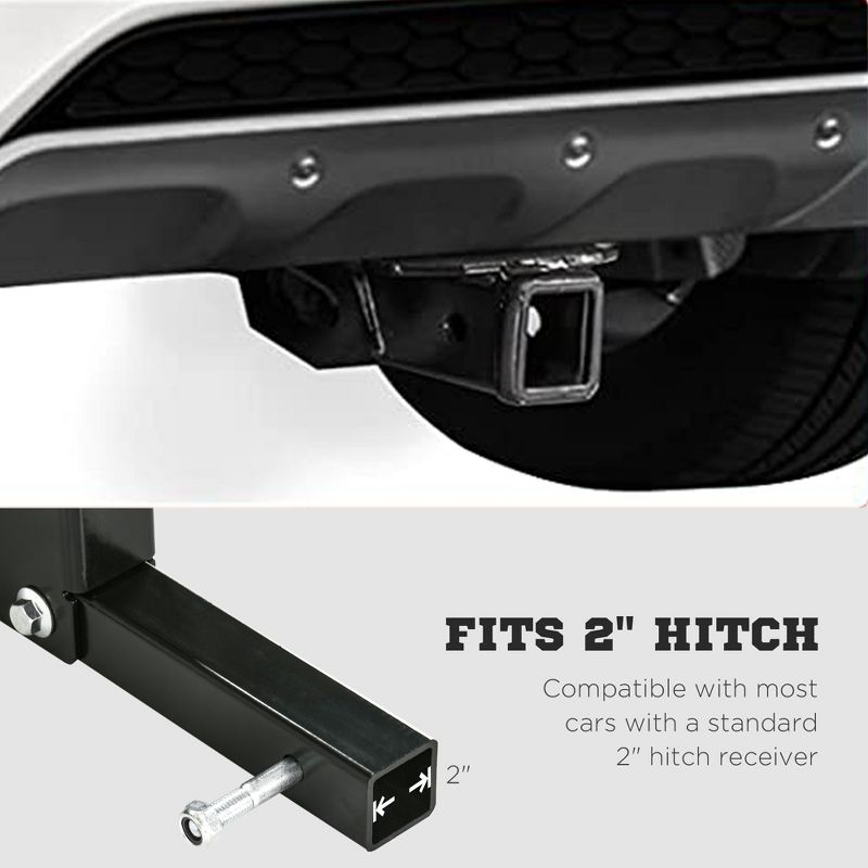 HOMCOM 4 Bike Rack Hitch Mount for Car, Truck, SUV, Minivan, Foldable Bicycle Carrier for 2” Hitch Receiver with Easy Trunk Access, 6 of 8