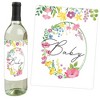 Big Dot of Happiness Wildflowers Baby - Boho Floral Baby Shower Decorations for Women and Men - Wine Bottle Label Stickers - Set of 4 - 2 of 4