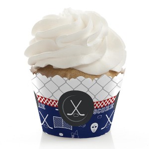 Big Dot of Happiness Shoots and Scores - Hockey - Baby Shower or Birthday Party Decorations - Party Cupcake Wrappers - Set of 12 - 1 of 4