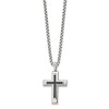 Chisel Stainless Steel Polished with Black Cubic Zirconia Cross Pendant on a 22" Box Chain Necklace - 3 of 4
