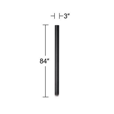 Modern Black Cast Aluminum Outdoor Light Post Pole, 84"