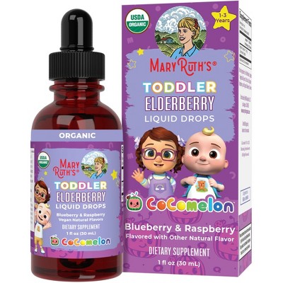 MaryRuth's Cocomelon Toddler Elderberry Drops, Blueberry Raspberry, Org, 1 oz