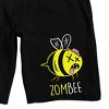 Zombee Humorous Zombie Bee Men's Black Sleep Pajama Shorts - 2 of 3