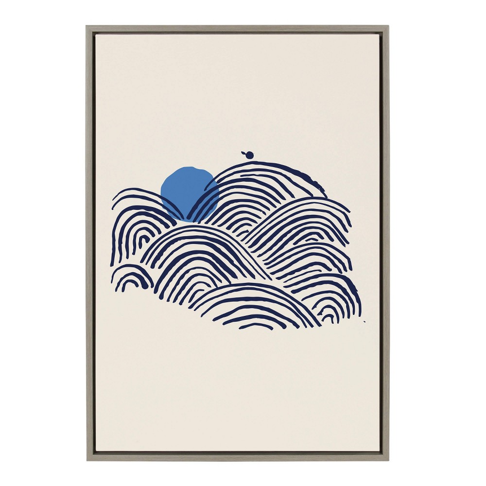 Photos - Other Decoration 23" x 33" Sylvie Indigo Morning View Framed Wall Canvas by Hannah Beisang - Kate & Laurel All Things Decor: Modern Vertical