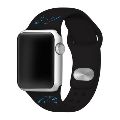 NFL Carolina Panthers Apple Watch Compatible Silicone Band 42mm - Black