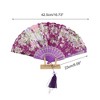 Unique Bargains Hot Stamped Floral with Tassel Folding Fan 1 Pc - 2 of 4