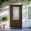 36 x 80 Smooth Fiberglass Entry Door, Vinyl Frame, Smooth Brush Dark Brown, 3/4 View Frosted Glass - 2 of 4