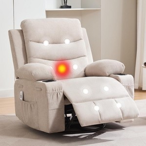 Power Lift Recliner Chair for Elderly with Massage and Heat, Swivel Rocker Recliner with Soft Padded Upholstery, Side Pocket & Cup Holders - 1 of 4