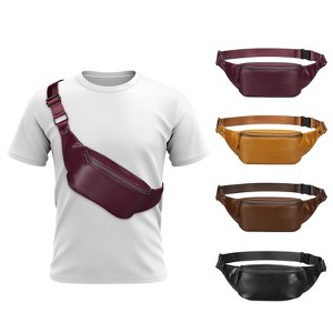 Unique Bargains Soft PU Leather Travel Hiking Running Crossbody Waist Pack - 1 of 4