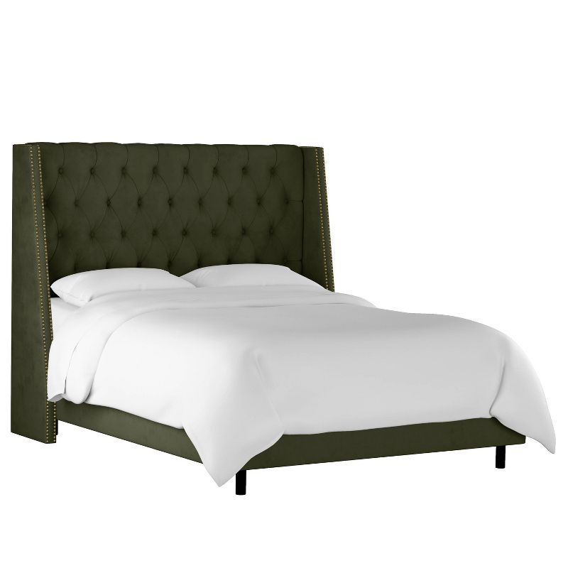 Skyline Furniture Arlette Nail Button Tufted Wingback Bed in Velvet, 3 of 11