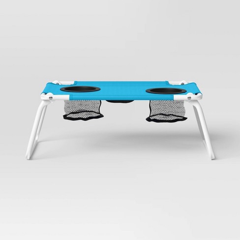 Polyester Canvas Rectangle Sling Top Folding Ultra Compact Outdoor Portable Side Table Blue Sun Squad With Mesh Cup Holders Target