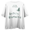 Flowers & Butterflies Softly Blooming Women’s White Crew Neck Short Sleeve Crop Top - 3 of 4
