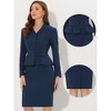 INSPIRE CHIC Women's Long Sleeve Collarless Peplum Blazer and Pencil Skirts Suit Set 2 Pcs - 2 of 4