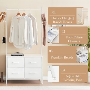 Clothes Rack with 4 Drawers, Heavy Duty Metal Frame Garment Rack, Freestanding Clothing Racks, Portable Wardrobe Closet Organizer for Bedroom, White - 1 of 4