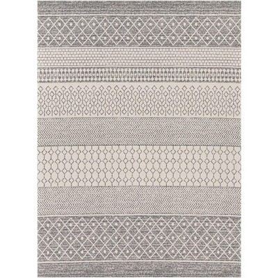 Mark & Day Aigle 7'10"x10'2" Rectangle Woven Indoor Area Rugs Charcoal: Modern Bohemian Ikat Design, Stain-Resistant Cotton