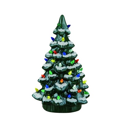 Transpac Ceramic 14 in. Green Christmas Light Up Tree Decor