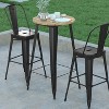 Emma and Oliver Indoor/Outdoor Bar Top Table, 23.75" Round All Weather Poly Resin Top with Steel base - 3 of 4