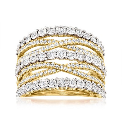 Ross-Simons 1.00 ct. t.w. Diamond Multi-Row Ring in 18kt Gold Over Sterling