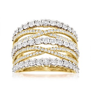 Ross-Simons 1.00 ct. t.w. Diamond Multi-Row Ring in 18kt Gold Over Sterling - 1 of 4