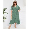 Clearlove Women's Spring and Summer Plus Size Floral V Neck Short Sleeve A Line Long Dress - 3 of 4