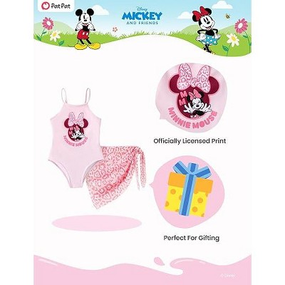 Mickey Mouse & Friends Disney Mickey Mouse & Friends Kids Girls UPF 50+ Sport Summer Swimwear Sets Tankini Minnie Pink 3T-4T — фото 4