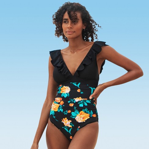 Yellow ruffle best sale one piece swimsuit