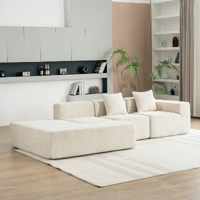 116.5"W Modern Upholstered Sectional Sofa, Free-Combined Sofa Couch with 2 Pillows - ModernLuxe