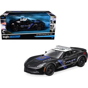 2015 Chevrolet Corvette Z06 "Police" Black with Blue Stripes & White "Maisto Design Authority" 1/24 Diecast Model Car by Maisto - 1 of 3