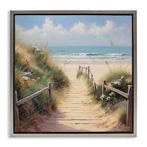 Stupell Industries Sandy Path to Beach Floating Frame Canvas Art - 1 of 4