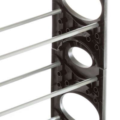 Hastings Home 4-Tier Black and Silver Stackable Metal Shoe Rack