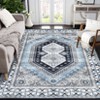 Washable Area Rug Non Slip Rug Vintage Printed Accent Rugs Low Pile Foldable Traditional Rug Oriental Medallion Carpet for Bedroom Living Room - 2 of 4
