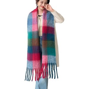 MSDC Winter Women Warm Scarf Long Shawl Large Scarves Cold Weather Thick Blanket Scarfs Colorful Plaid - 1 of 4